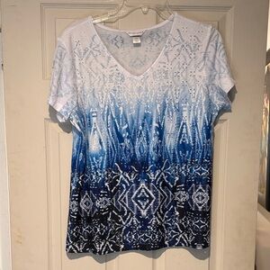 Christopher & Banks Blue and White Patterned Tee